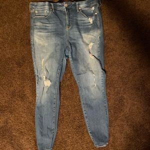 Torrid Sky High Skinny Blue Ripped Jeans